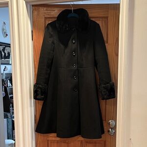 Voodoo Vixen Black Coat with Faux Fur Trim